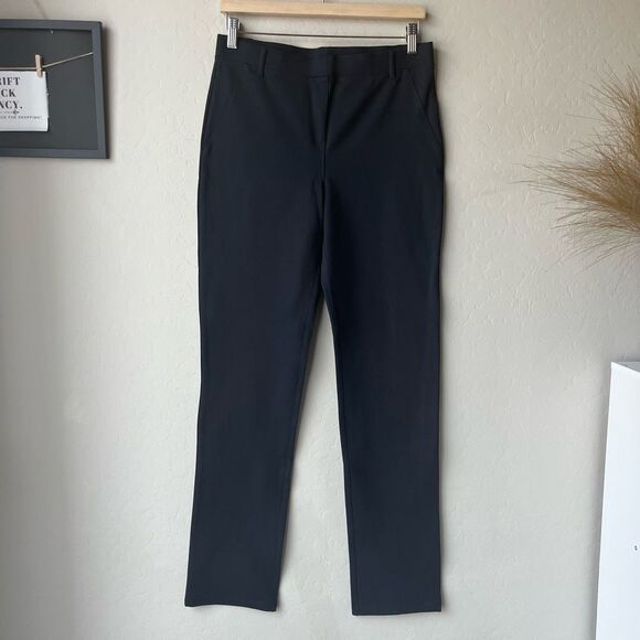 Quince Black Ultra-Stretch Ponte Straight Leg Pull‎ On Pants Size Medium Tall - Picture 3 of 9